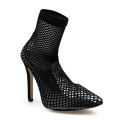 2019 Fashion Shoes Sexy Price Cheaper Black Color Transparent PVC with Mesh High Heels Woman Sandals